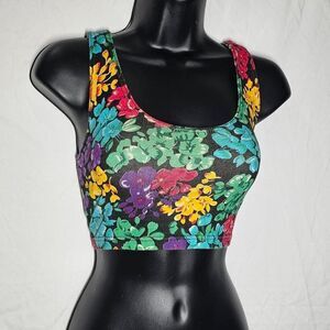 Vintage 90s colorful floral whimsical crop top